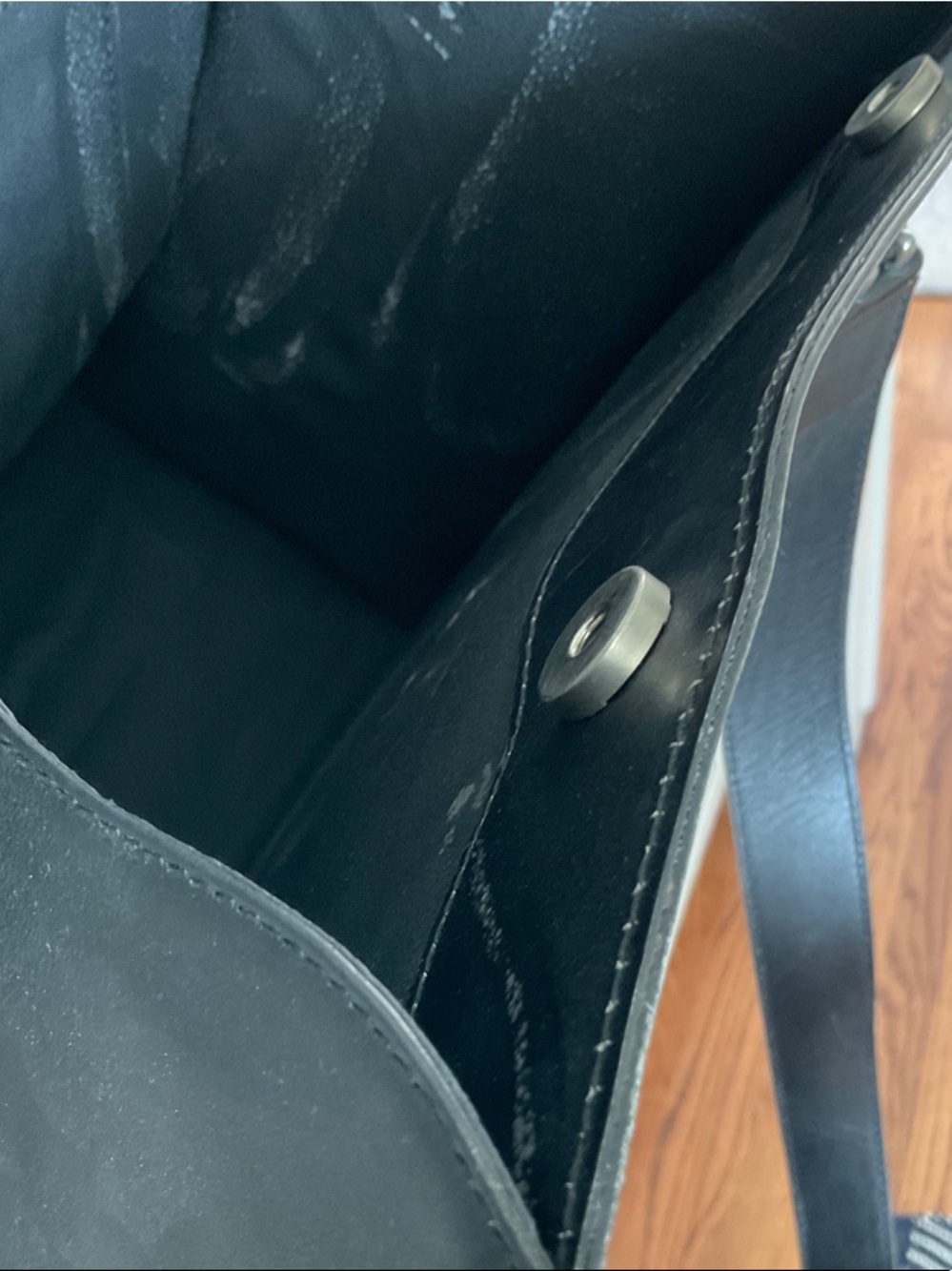 State of Claude Montana Black Leather Tote Bag - Picture 9 of 15